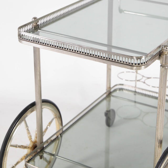 1970s Silver-Plated Metal Serving Cart, 1970s For Sale - Image 5 of 18