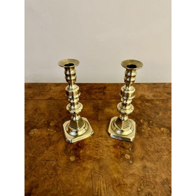 Antique Victorian Brass Candlesticks, 1880, Set of 2 For Sale - Image 4 of 5