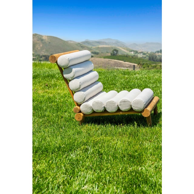 Not Yet Made - Made To Order Rishon Teak Outdoor Lounge Chair – Alpine Modern Design in Sunbrella Canvas Taupe For Sale - Image 5 of 6