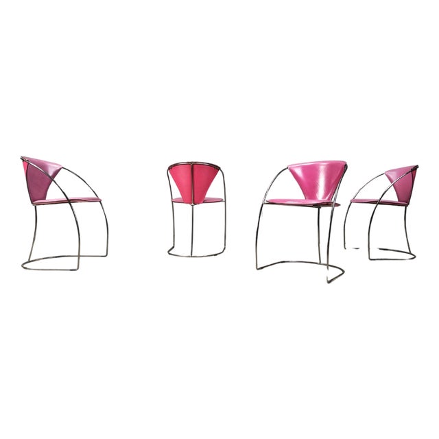 Vintage Pink Linda Dining Chairs from Arrben, 1980s, Set of 4 For Sale