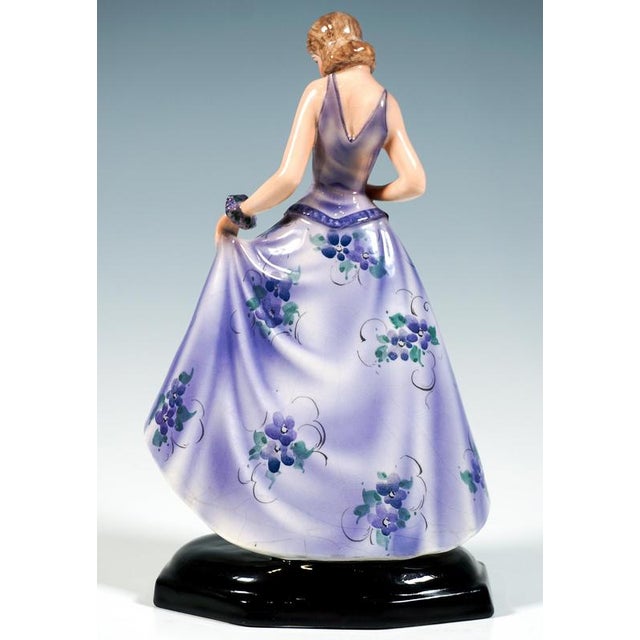 Art Deco Standing Girl with Flowers Figure by Stephan Dakon for Goldscheider, 1932 For Sale - Image 3 of 6