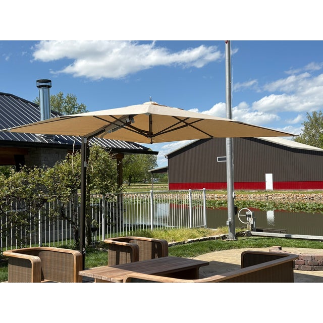2020s Tuuci® Ocean Master Cantilever Umbrella – 10' Square Bronze | Marine-Grade Canvas | 600 Lb Freestanding Base For Sale - Image 5 of 18