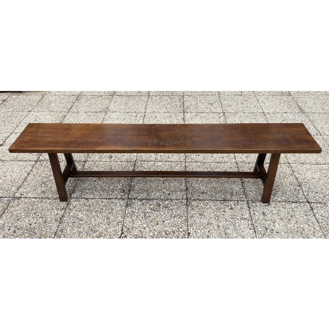 Rustic Vintage Farmhouse Bench in Oak, 1950s For Sale - Image 3 of 12