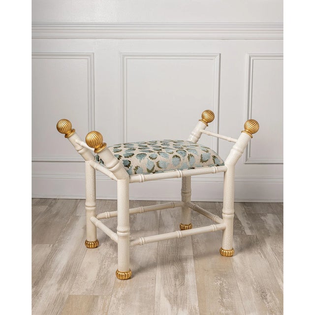 Boca White Ocelot Celadon Bamboo Bench For Sale In Chicago - Image 6 of 8