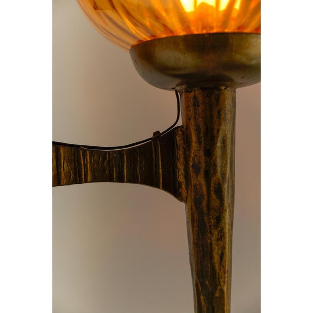Large French Hand-Forged Iron and Glass Wall Lamp, 1960s For Sale - Image 10 of 17