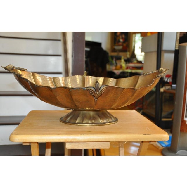 Large Vintage Hollywood Regency Style Brass Centerpiece Bowl With