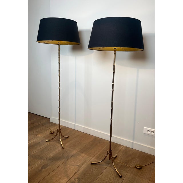 1940s Bronze Faux Bamboo Floor Lamps by Maison Bagués - a Pair For Sale - Image 12 of 12