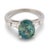 Contemporary Vintage Gia 4.30 Carat No Heat Teal Sapphire Diamond Platinum Ring, Size 5.25 For Sale - Image 3 of 6