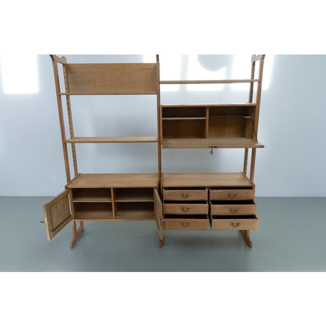 Danish Freestanding Oak Bookcase attributed to Henning Kjærnulf for Nyrup Møbler, 1960s For Sale - Image 4 of 18