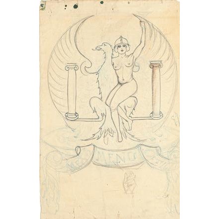 Unknown, Victory, Symbolist Drawing, Early 20th Century, Pencil and Pastel For Sale - Image 3 of 3