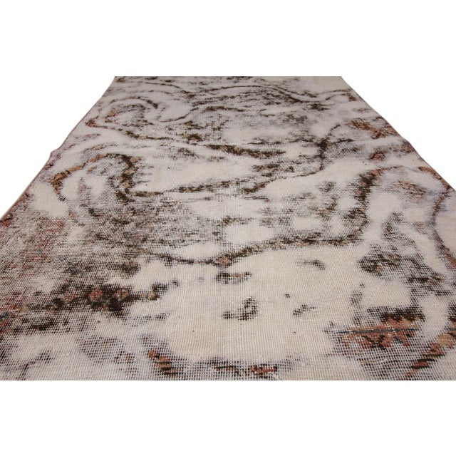 Mid 20th Century Vintage Distressed Handmade Gray Wool Runner For Sale - Image 5 of 8