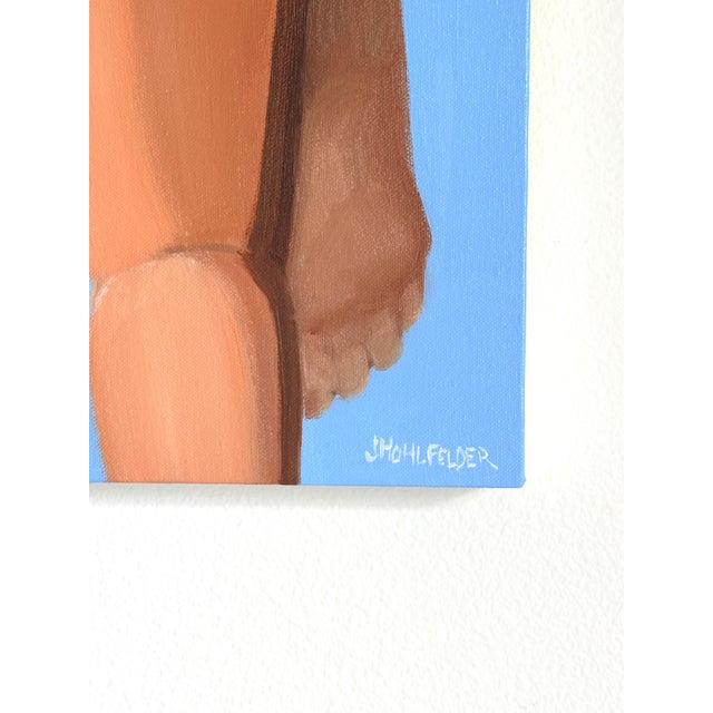 Textile "Take the Plunge" Original Modern Oil Painting, by Jennifer Hohlfelder For Sale - Image 7 of 8