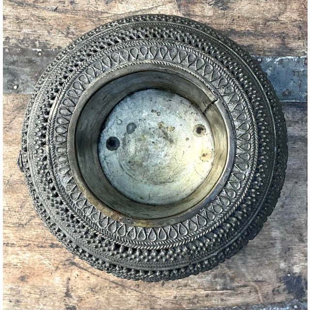 Vintage Engraved Brass Bowl For Sale In West Palm - Image 6 of 12