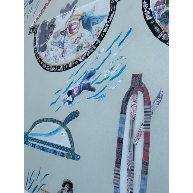 Very Large Intricate Collage Titled Diving Deep For Sale - Image 17 of 18