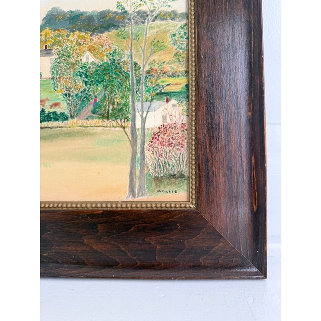 Folk Art Farm Signed Oil Painting, Circa 1968 For Sale - Image 11 of 11