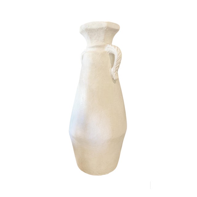 Ceramic Large Sculptured Hand-Crafted White Terracotta-Clay Pottery Vessel For Sale - Image 7 of 13