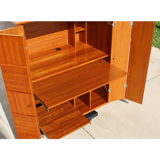 Trak Mid-Century Modern Teak Hidden Office Armoire / Workstation Cabinet For Sale - Image 14 of 18