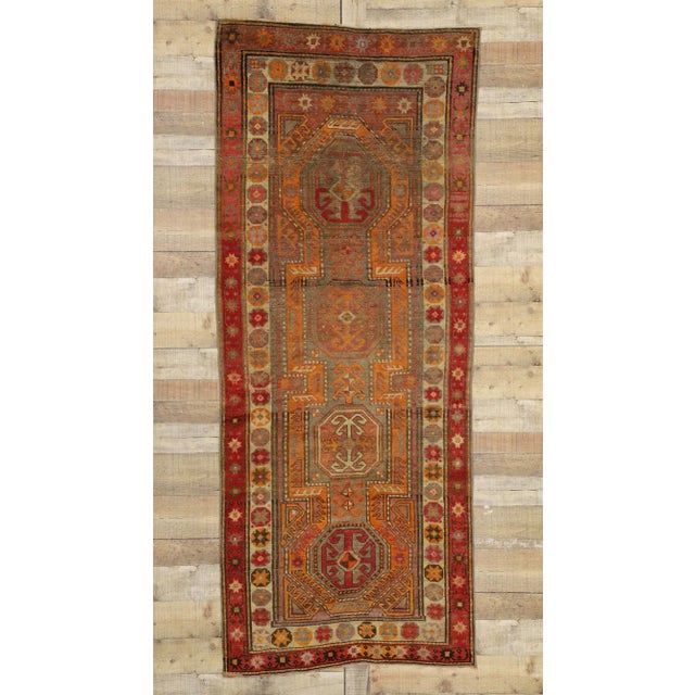Orange Vintage Turkish Oushak Runner - 3′3″ × 7′11″ For Sale - Image 8 of 10