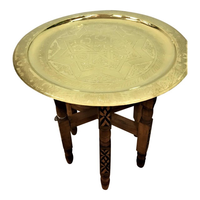 Moroccan Engraved Gold Tray Table Chairish