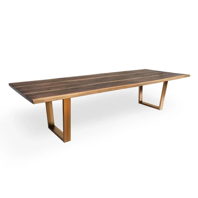 N.16 dining table by timbart dimensions: d 130 x w 320 x h 75 cm material: solid american walnut wood, copper, timbart...