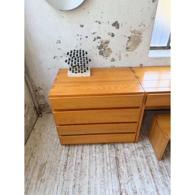 Savoie Desk, Chest of Drawers and Stool in Pine from Maison Regain, 1970s, Set of 4 For Sale - Image 10 of 18