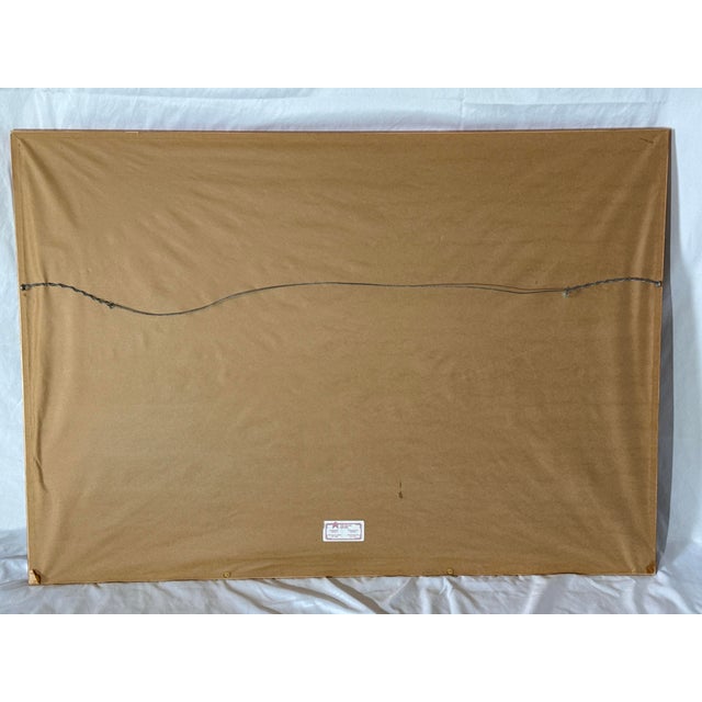 Figurative Bold 1960 Oil Painting by Leontine – “Tribal Women in Daily Life” – Large, Vibrant, and Framed For Sale - Image 3 of 5