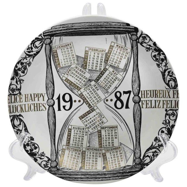 1980s Happy 1987 Calendar Plate by Piero Fornasetti, 1987 For Sale - Image 5 of 5
