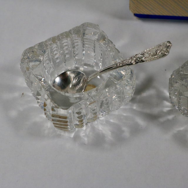 1940s 1940's Westmorland Salt Dips and Sterling Silver Salt Spoons Milburn Rose - Set of 3 For Sale - Image 5 of 10