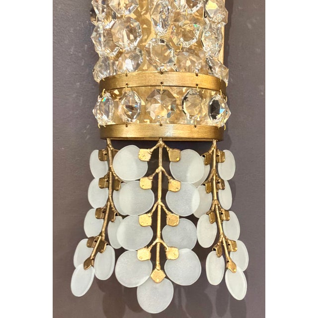 2020s Currey and Company Modern Crystal and Brass Bradshaw Wall Sconces Pair For Sale - Image 5 of 6