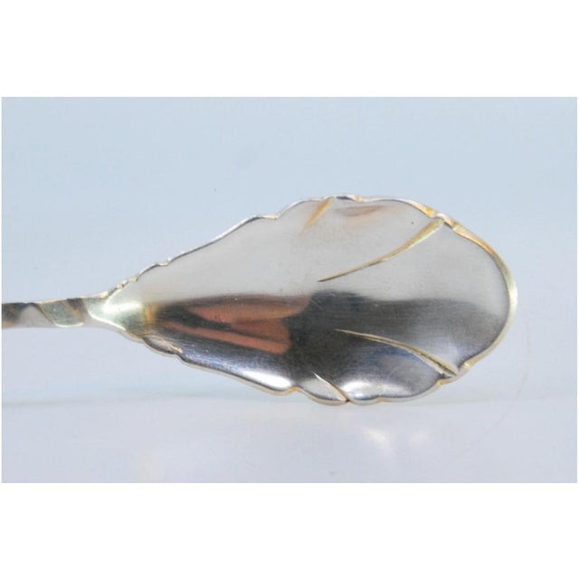 Metal Silver Soda Spoon with Cut-Out Shell and Wavy Handle For Sale - Image 7 of 9