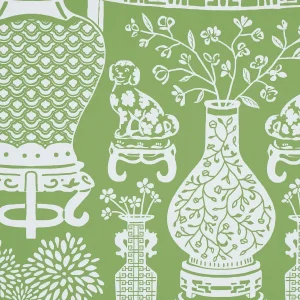 Sample - Schumacher Hellene Wallpaper in Green