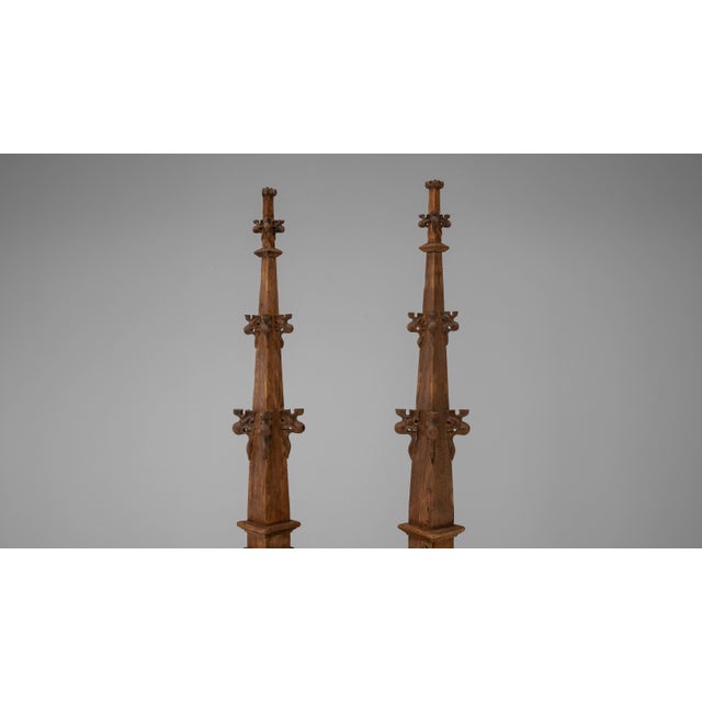 Early 20th Century 1900s French Oak Gothic-Style Building Spires - A Pair For Sale - Image 5 of 18