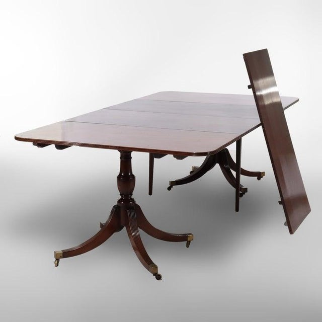 Duncan & Phyfe Style George III Mahogany Banquet Table with Three Leaves c1820 Measures - (29 1/4" x 49 1/4" x 120 3/8";...