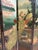 Vintage Hand-Painted Peacock & Landscape Four-Panel Folding Screen For Sale In Naples, FL - Image 6 of 16