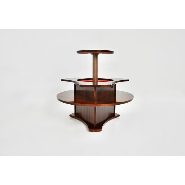 Wooden bar with storage for bottles which can be raised by pulling the handle. Height when open: 75 cm. Wear due to time...