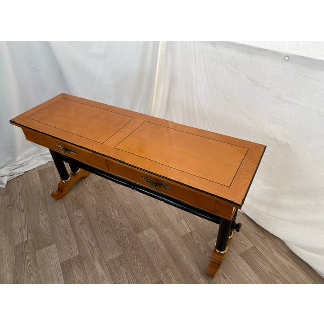 Biedermeier 1990s Vintage Thomasville Biedermeier Sofa Table Console Two Drawers Column Legs For Sale - Image 3 of 12