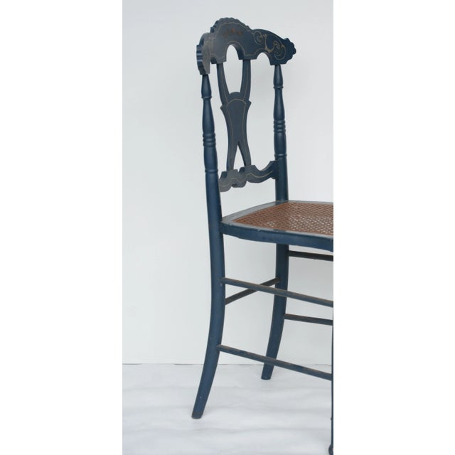 Wood A Pair Vintage Blue Painted Design Side Chair For Sale - Image 7 of 9