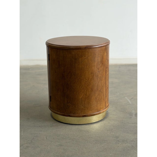 Brown Vintage Drum Burl & Brass Nightstand For Sale - Image 8 of 10
