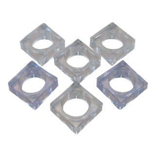 Last Call - Mid-Century Square Lucite Napkin Rings - Set of 6 For Sale