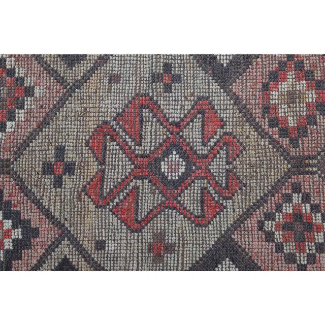 Pink Boho Chic Turkish Pink Vintage Oushak Wool Runner Rug For Sale - Image 8 of 11