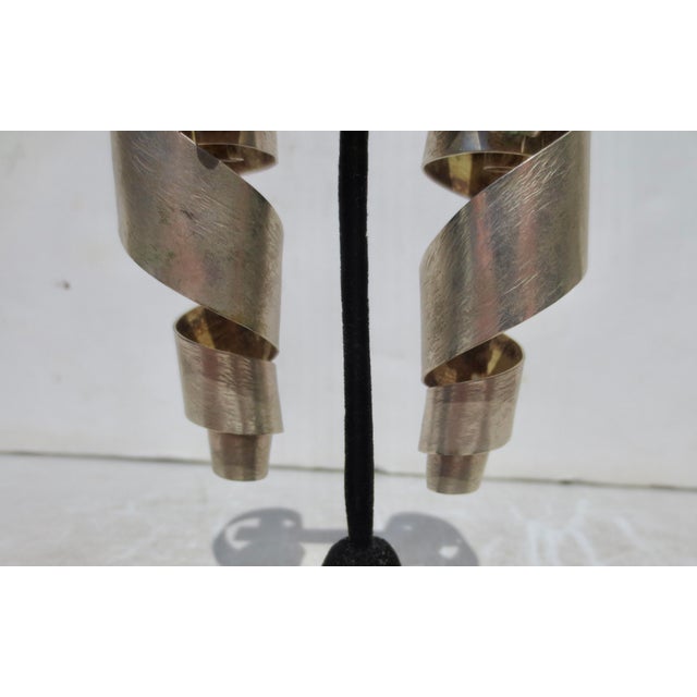 Late 20th Century Brutalist Silver Metal Clip-on Earrings For Sale - Image 5 of 5