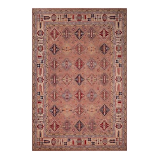Bohemian Kazak Rose/Beige Wool Rug - 9'1''x12'0'' For Sale