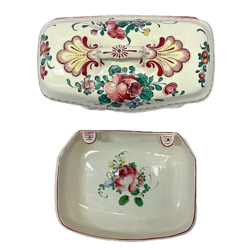 Metal Vintage French Floral Ceramic Lavabo For Sale - Image 7 of 8