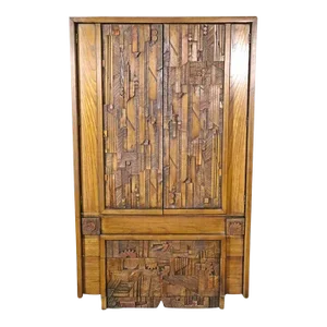 Mid 20th Century Tall Brutalist Wardrobe by Lane