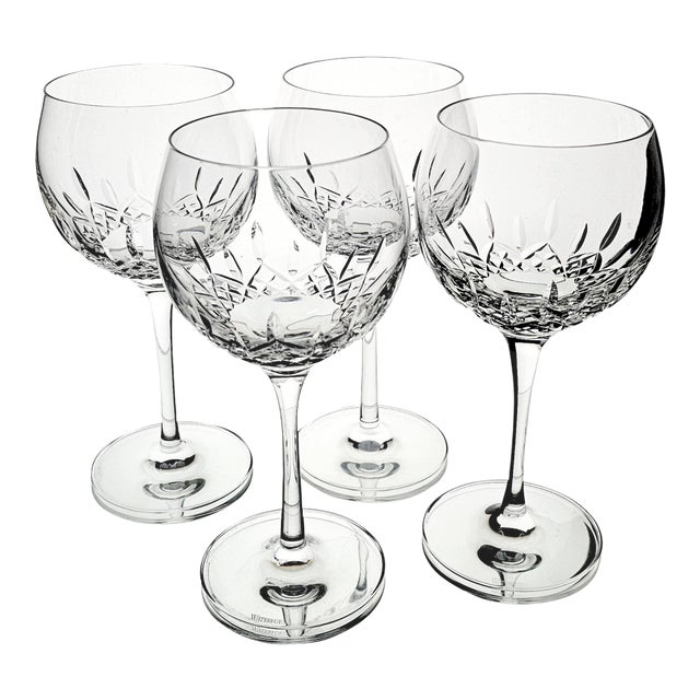 Late 20th Century Waterford Crystal Lismore Essence Balloon Wine Glasses - Set of 4 For Sale