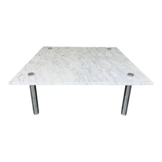 Mid-Century Carrara Marble Square Cocktail Table in the Manner of Katavolos For Sale