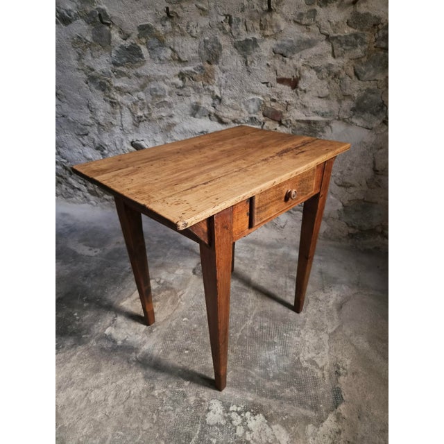 Antique French Worktable and Bistro Chair, 1900s and 1950, Set of 2 For Sale - Image 11 of 18