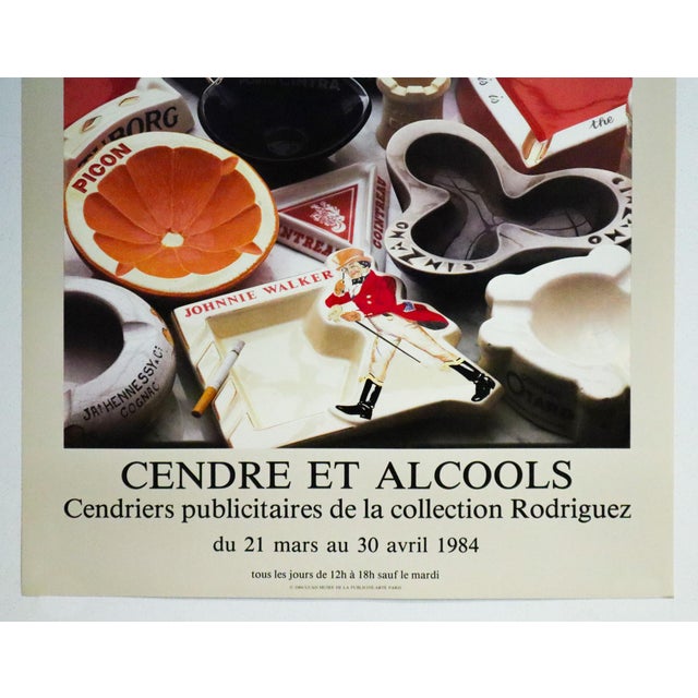 French 1984 French Exhibition Poster, Musée De La Publicité «Cendre Et Alcools» For Sale - Image 3 of 3