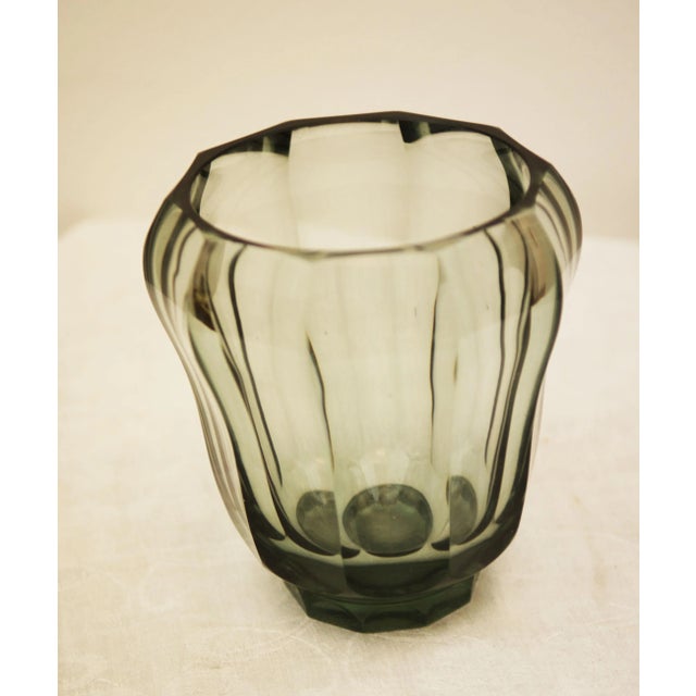 Art Deco Crystal Glass Vase For Sale - Image 3 of 5