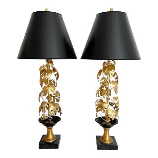 Italian Topiary Lamps & Shades - A Pair For Sale